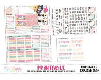 Hobonichi Cousin (A5) Monthly Kit, Ice Cream Cats Monthly Kit, Hobonichi A5, Hobonichi Sticker, Hobonichi Cousin, Printable Planner Stickers