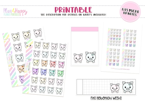 Printable Planner Stickers Piggy Bank Stickers Fits Micro | Etsy