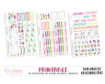 Hobonichi Original (A6) Monthly Kit, Rainbow Bright Monthly Kit, Printable Planner Stickers, Monthly Kit, Hobonichi A6 Japanese Version