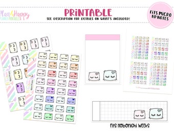 Printable Planner Stickers, Pillow Stickers, Fits Micro Happy Notes, Tiny Stickers, Doodle Stickers, Hobonichi Weeks Stickers