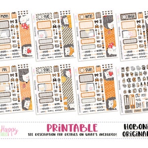 ほぼ日オリジナル（A6）ウィークリーキット、秋のヘッジホッグウィークリーキット、印刷可能なプランナーステッカー、デイリーキット、ほぼ日A6日本語版