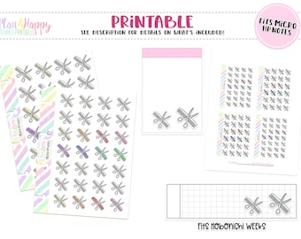Hairdresser Stickers, Printable Planner Stickers, Fits Micro Happy Notes, Tiny Stickers, Doodle Stickers, Hobonichi Weeks Stickers