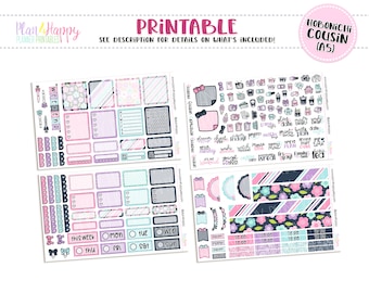 Hobonichi Cousin (A5) Weekly Kit, Pink & Blue Blooms Weekly Kit, Printable Planner Stickers, Printable Weekly Kit, Hobonichi Weekly Kit