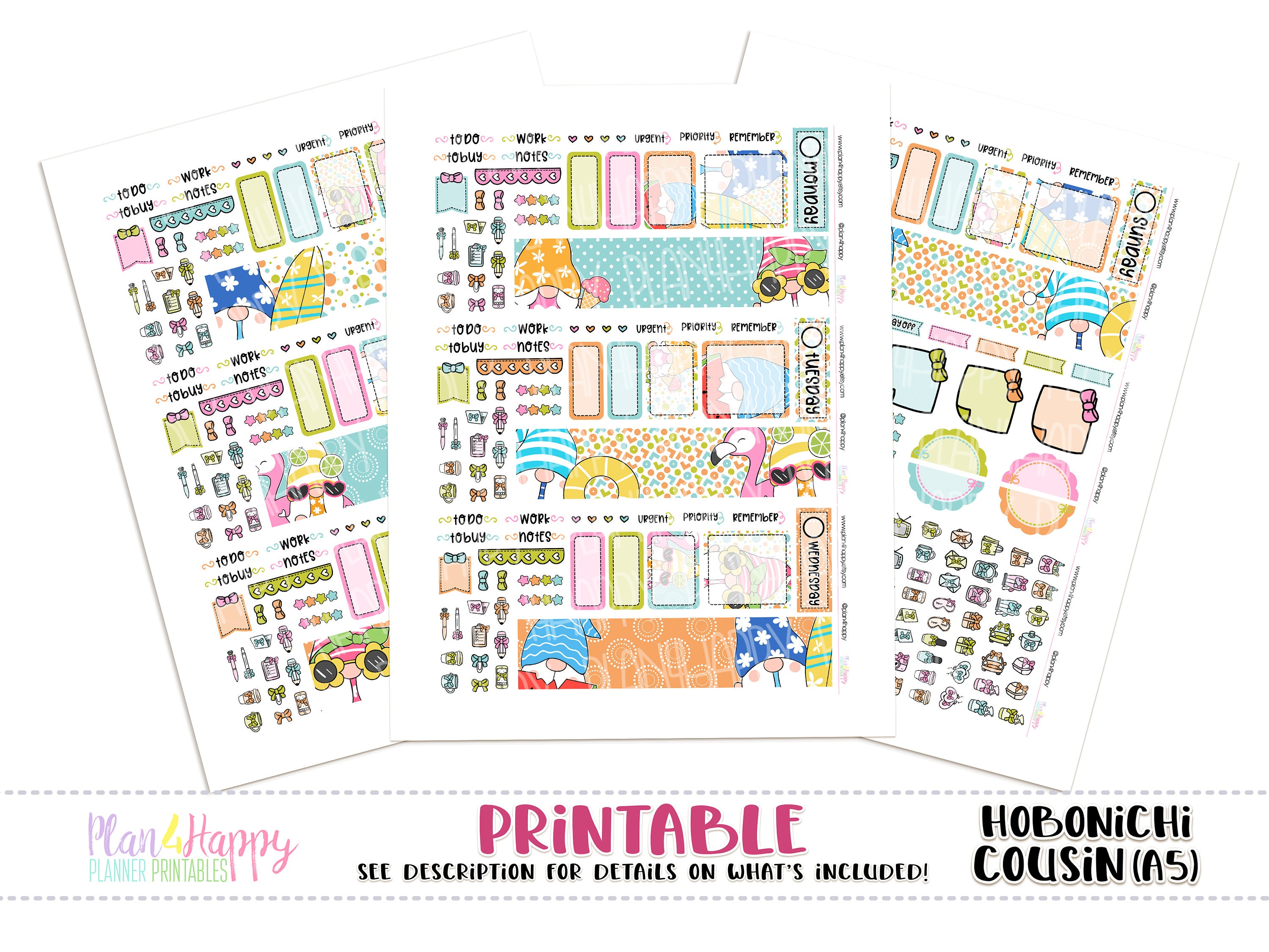 Hobonichi Cousin A5 Daily Kit Summer Gnomes Kit Hobonichi Etsy