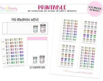 Printable Planner Stickers, Prescription Stickers, Fits Micro Happy Notes, Tiny Stickers, Doodle Stickers, Hobonichi Weeks Stickers