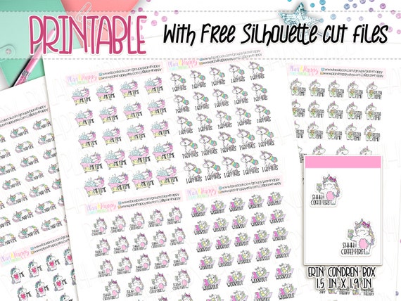 printable unicorn stickers planner printable printable etsy