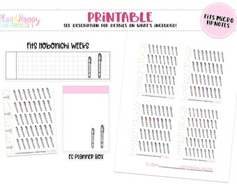 Printable Planner Stickers, Highlighter Stickers, Fits Micro Happy Notes, Tiny Stickers, Doodle Stickers, Hobonichi Weeks Stickers