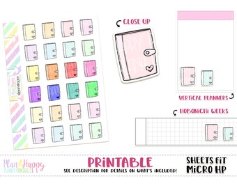 Binder Planner, Printable Planner Stickers, Sheets Fit Micro Happy Notes, Doodle Stickers, Planner Icons, Doodle Icons