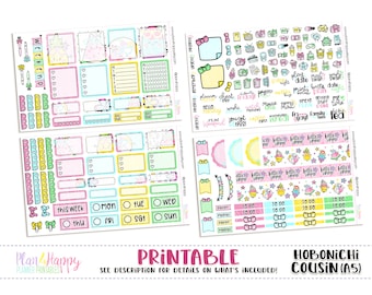 Hobonichi Cousin (A5) Weekly Kit, Summer Friends Weekly Kit, Printable Planner Stickers, Printable Weekly Kit, Hobonichi Weekly Kit