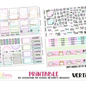 Printable Weekly Kit, Vertical Planner Weekly Kit, Coffee Cats Weekly ...