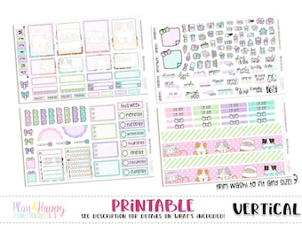 Printable Weekly Kit, Vertical Planner Weekly Kit, Coffee Cats Weekly Kit, Printable Planner Stickers, Printable Stickers