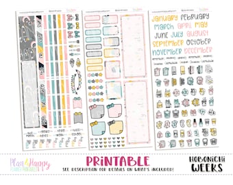 Hobonichi Weeks Monthly Kit, Xmas Unicorns Hobonichi Weeks Monthly, Printable Planner Stickers, Printable Monthly Kit, Hobonichi