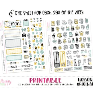 Hobonichi Original (A6) Kit Semanal, Kit Semanal Sweet Bumblebees, Adesivos de Planejador para Impressão, Kit Diário, Hobonichi A6 Versão Japonesa