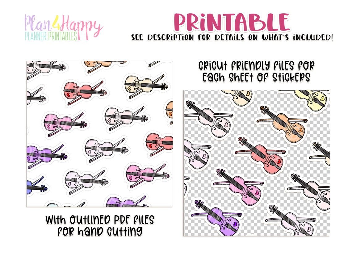 Violin Printable Planner Stickers Sheets Fit Micro Happy | Etsy