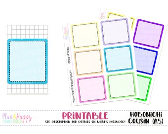 Full Boxes - Set 02 - Bright, for Hobonichi Cousin (A5), Printable Planner Stickers, Planner Stickers, Planner Boxes