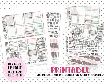 Printable Weekly Kit,  Vertical Planner Weekly Kit, Pastel Woodland Weekly Kit, Printable Planner Stickers, Printable Stickers
