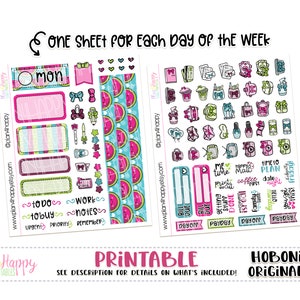 Hobonichi Original (A6) Wochen Kit, Kawaii Wassermelone Wochen Kit, druckbare Planer Aufkleber, tägliches Kit, Hobonichi A6 japanische Version
