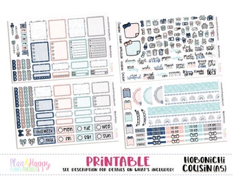 Hobonichi Cousin (A5) Weekly Kit, Pastel Rainbows Weekly Kit, Printable Planner Stickers, Printable Weekly Kit, Hobonichi Weekly Kit