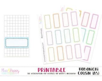 Third Boxes - Set 01 - Pastel, for Hobonichi Cousin (A5), Printable Planner Stickers, Planner Stickers, Planner Boxes