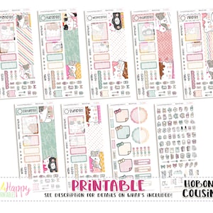 Kit diário do primo Hobonichi (A5), kit de gatos de sorvete, adesivos do primo Hobonichi, adesivos Hobonichi, adesivos de planejador para impressão