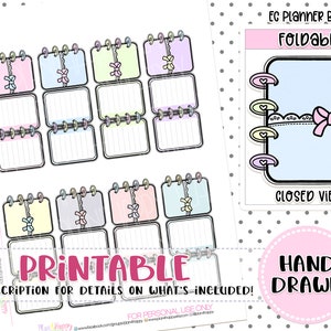 Printable, FOLDABLE Boxes, Fit Most Planners, Micro HP Foldable Boxes, Printable Planner Stickers, Hand Drawn Stickers