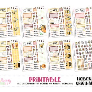 ほぼ日オリジナル（A6）ウィークリーキット、ハニービーウィークリーキット、印刷可能なプランナーステッカー、デイリーキット、ほぼ日A6日本語版