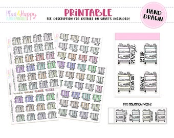 Printable Planner Stickers, Planner Cart Stickers, Planner Stickers, Doodle Stickers, Cute Stickers, Hand Drawn Stickers, Planner Icons