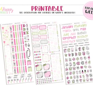 Hobonichi Wochen monatliche Kit, rosa Frühling Hobonichi Wochen monatlich, druckbare Sticker, druckbare monatliche Kit, Hobonichi Aufkleber