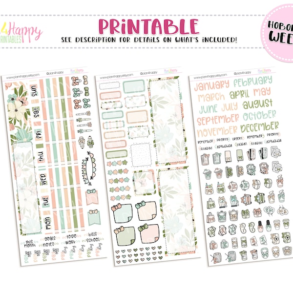 Hobonichi Weeks Monthly Kit, Secret Garden Hobonichi Weeks Monthly, Printable Planner Stickers, Printable Monthly Kit, Hobonichi