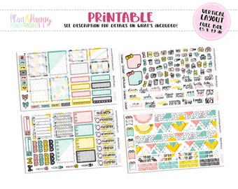 Printable Weekly Kit,  Vertical Planner Weekly Kit, Scandi Weekly Kit, Printable Planner Stickers, Printable Stickers