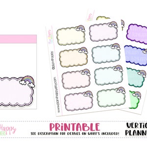 Rainbow Half Boxes, for Standard Vertical Planners, Printable Planner Stickers, Planner Stickers, Planner Boxes