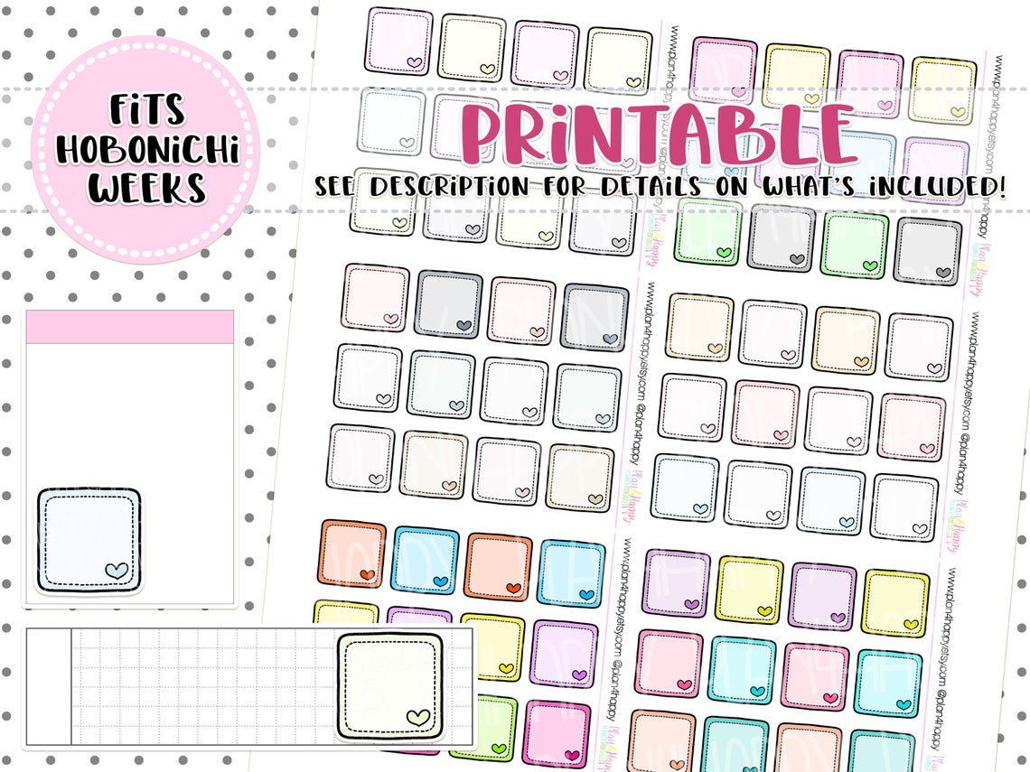 Printable Heart Boxes Printable Kawaii Stickers Hobonichi - Etsy