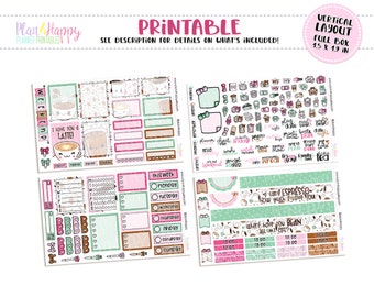 Printable Weekly Kit,  Vertical Planner Weekly Kit, Coffee Valentines Weekly Kit, Printable Planner Stickers, Printable Stickers