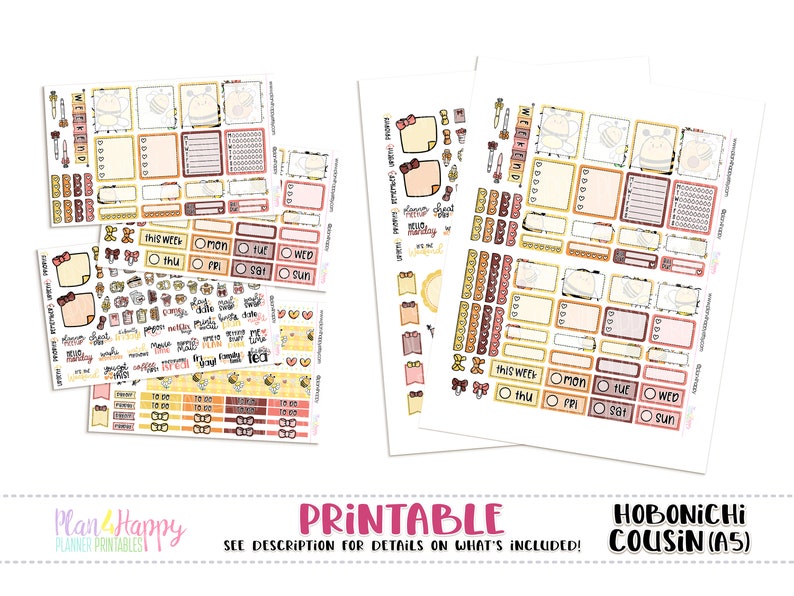 Hobonichi Cousin (A5) Weekly Kit, Honey Bees Weekly Kit, Printable ...