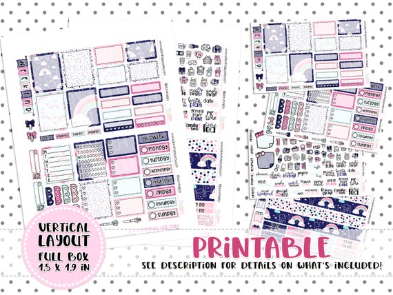 Printable Weekly Kit Vertical Planner Weekly Kit Kawaii | Etsy