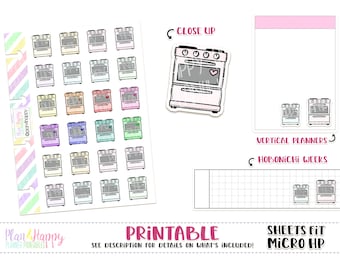 Estufa, Pegatinas planificador imprimibles, hojas ajustar micro notas felices, pegatinas doodle, iconos del planificador, iconos doodle
