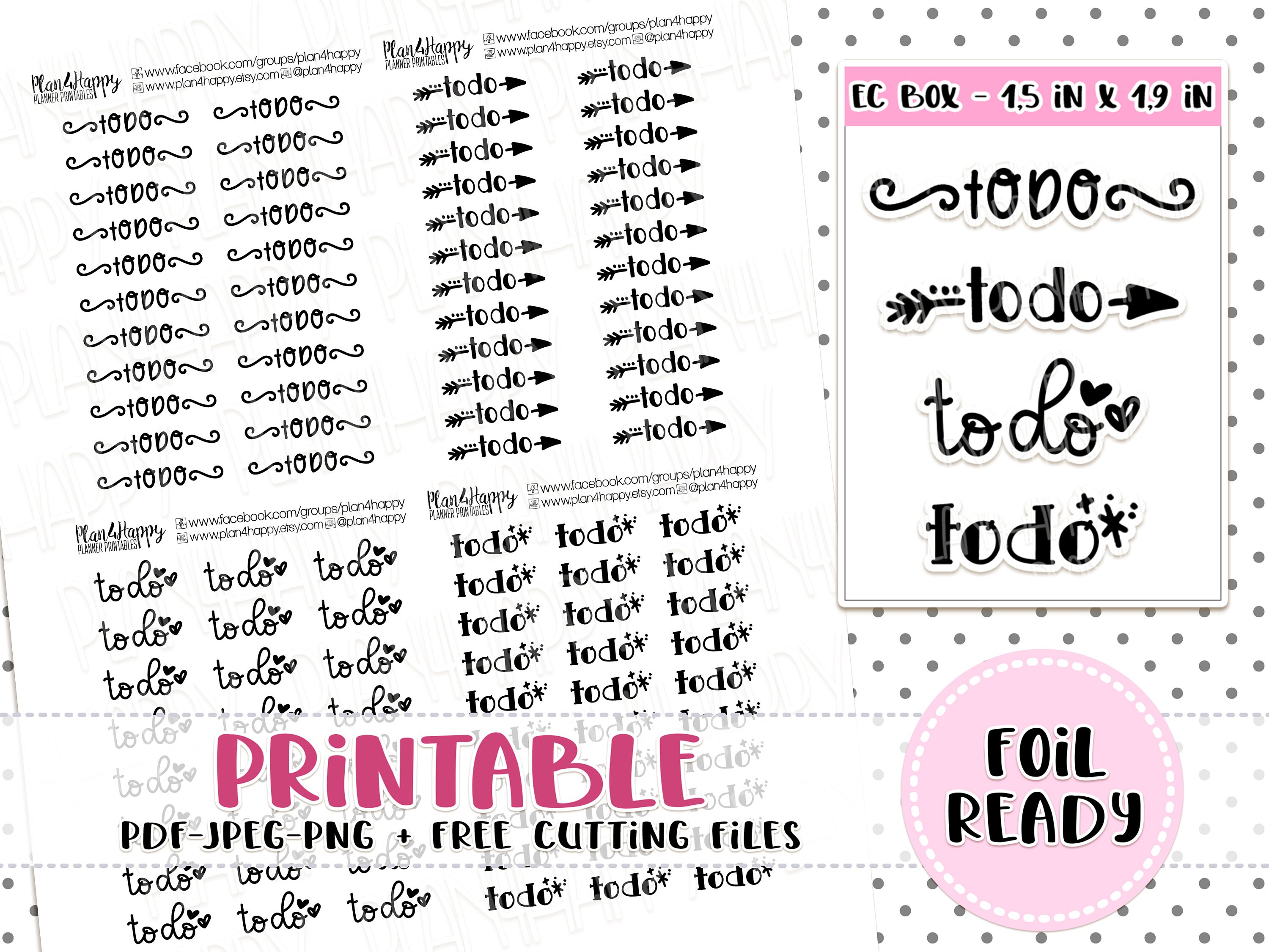 Foil Ready Printable Planner Stickers To Do Stickers Script | Etsy