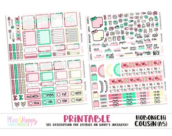 Hobonichi Cousin (A5) Weekly Kit, Sweet Strawberry Weekly Kit, Printable Planner Stickers, Printable Weekly Kit, Hobonichi Weekly Kit