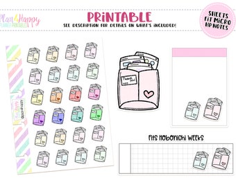Happy Mail, Printable Planner Stickers, Fits Micro Happy Notes, Hobonichi Weeks Stickers, Tiny Stickers, Doodle Stickers