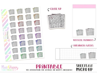 AC Filter, Printable Planner Stickers, Sheets Fit Micro Happy Notes, Icon Stickers, Tiny Stickers, Doodle Stickers