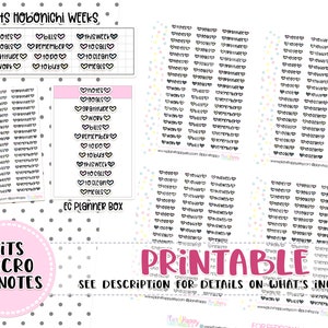 Druckbare Sticker, kleine Skript Aufkleber, passt Mikro glückliche Notizen, kleine Aufkleber, Doodle Aufkleber, Hobonichi Wochen Aufkleber