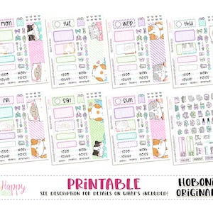 Hobonichi Original (A6) Kit Semanal, Kit Semanal Coffee Cats, Adesivos de Planejador para Impressão, Kit Diário, Hobonichi A6 Versão Japonesa