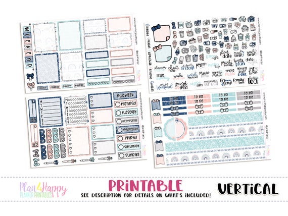 Printable Weekly Kit Vertical Planner Weekly Kit Pastel | Etsy