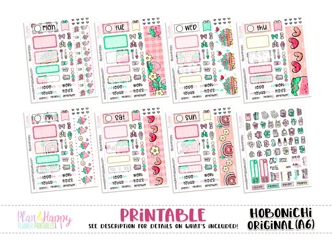 Hobonichi Original (A6) Weekly Kit, Sweet Strawberry Weekly Kit ...