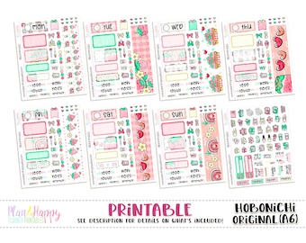 Hobonichi Original (A6) Weekly Kit, Sweet Strawberry Weekly Kit, Printable Planner Stickers, Daily Kit, Hobonichi A6 Japanese Version