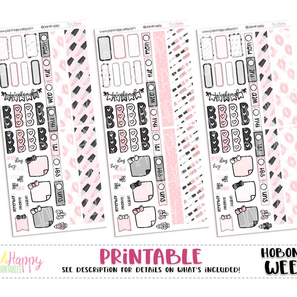 Hobonichi Weeks Mini Weekly Kits, Pink Makeup, 3 Mini Weekly Kits, Hobonichi Weeks Stickers, Hobo Weeks, Hobonichi Stickers