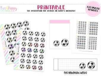 Printable Planner Stickers, Soccer Ball Stickers, Fits Micro Happy Notes, Tiny Stickers, Doodle Stickers, Hobonichi Weeks Stickers