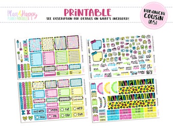 WILD 9 COLLAB - Hobonichi Cousin (A5) Weekly Kit, Neon Print Weekly Kit, Printable Planner Stickers, Printable Weekly Kit