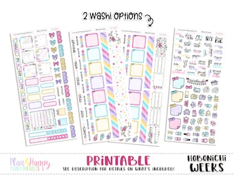 Hobonichi Weeks Weekly Kit, Kawaii Birthday Bunny Weekly Kit, Hobonichi Weeks Stickers, Hobo Weeks, Hobonichi Stickers