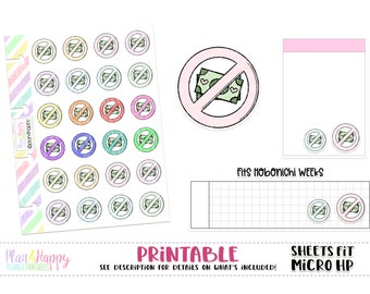 Sin gasto, pegatinas de planificador imprimibles, hojas se ajustan a micro notas felices, pegatinas de garócula, pegatinas de iconos, iconos de planificador, iconos de garócula